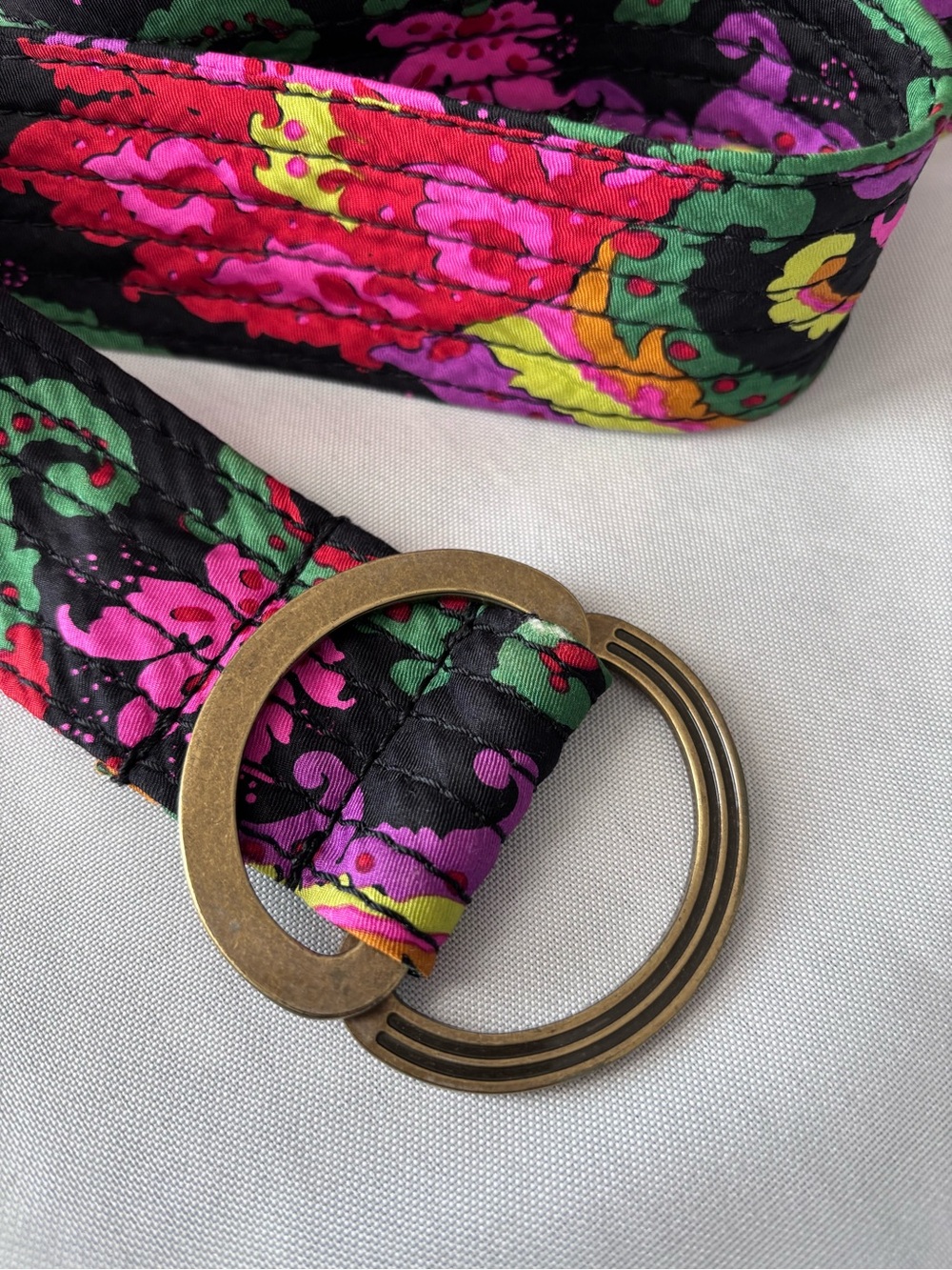 Vintage 90s J.CREW Black Label 100% Silk Belt S/M Boho Paisley Floral Sash D-Rin - Picture 2 of 9